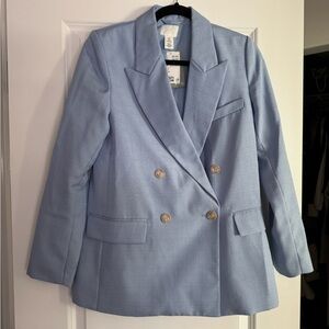 H&M Sky Blue Double-Breasted Blazer